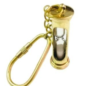 Unique Golden Mini Sand Timer Keyring with Hourglass - Nautical Brass Keychain Perfect