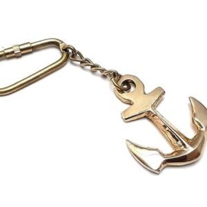 Antique Style Solid Brass Anchor Keychain – Vintage Nautical Design Key Ring for Men & Women – Heavy Duty Maritime Key Holder for Bike, Car, Home, Office, Gifting & Collectible Use