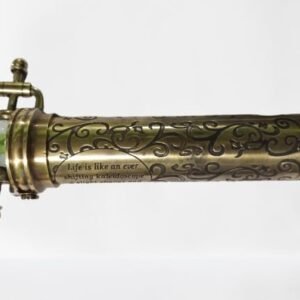 Brass Kaleidoscope With Marble Eyepiece Antiqued Vintage Classic Long Slim 1980S Tarnished, Watch Beautiful Patern