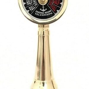 Decorative Telegraph 6 inch with Wooden Base Antique Brass Ship's Engine Order Telegraph Collectible