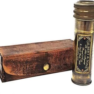 Brass Kaleidoscope with Leather Case, Handmade Kaleidoscope,Working Kaleidoscope for Kids and Adults