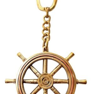 Beautifully Handmade Vintage Brass Ship Wheel Locking Key Keychain Nautical Decor