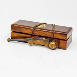 Solid Brass/Copper Boatswain (Bosun) Whistle with Wooden Box, 5", Brass
