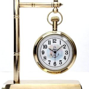 ECORE Vintage Brass Table Clock – Handcrafted Globe Design Desk Clock – 5.5" Antique Brass Finish Timepiece – Elegant Home & Office Décor – Classic Nautical Style Desk Clock