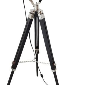 Industrial Black Tripod Spotlight Lamp – Nautical Floor Lamp w/Adjustable Tripod