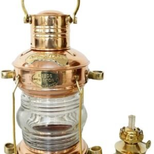 Antique Marine Brass Hanging Oil Lamp – Nautical Ship Anchor Lantern