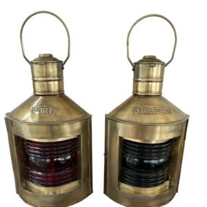 Vintage Nautical Metal Port and Starboard Lanterns – Set of 2 Ship Oil Lamps