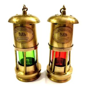Set of 2 Brass Minor Oil Lamp Antique Nautical Ship Lantern Maritime Boat Light