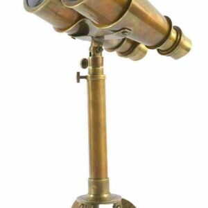 Antique Marine Brass Binocular Telescope with Tripod-Style Table Stand - Elegant Gift for Nautical