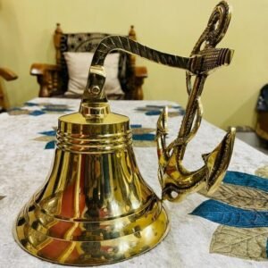 Bell Wall Hanging Ship Bell 10" Brass Anchor Boat Decor