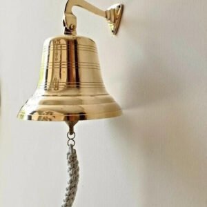 6-Inch Solid Brass Ship Bell with White Powder Coating - Hanging Decorative Bell