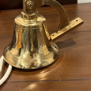 Antique Brass Nautical Ship Bell with Wall Mounted Bracket - Hanging Door Bell