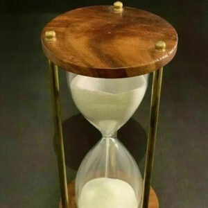 Vintage Style Brass and Wood Sand Timer: Elegant Decor for Home and Office