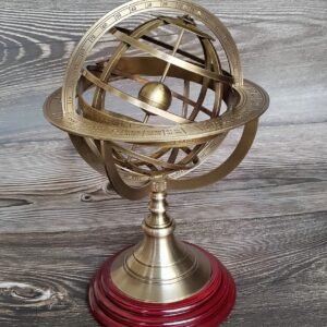 Brass Armillary Sphere Astrolabe On Wooden Base Maritime Nautical & Collectible (Copy)