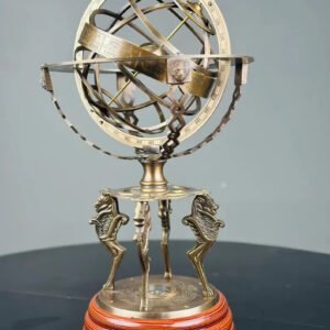 Engraved Brass Tabletop Armillary Nautical Sphere World Globe w/Base Table Decor