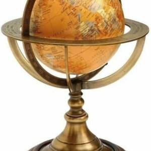 Handcrafted Nautical Brass Armillary Sphere, Brass Armillary World Globe with Sundial Arrow, Vintage Decor & Gifts (5 inches High)