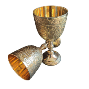 Brass Goblet Glass Engraved Handmade Royal king Wine Cup Royal 6 inch Set Of 1
