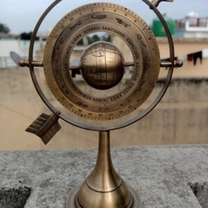 Vintage Armillary Sphere on Elegant Wooden Base: Nostalgic Décor Accent for Your Home Décor Antique-Inspired Armillary Sphere, office décor