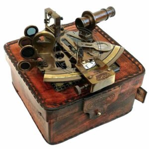 Nautical Brass Sextant Working Marine Vintage Leather Box Rare New Engraved Item