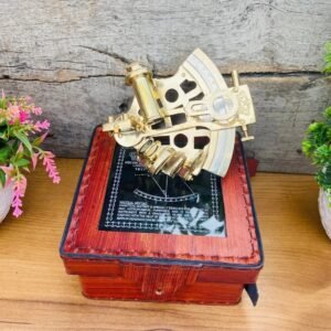 Nautical Instrument Brass Sextant With Wooden Box Maritime Halloween new style