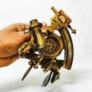 Antique Nautical Brass Sextant Compass Marine Collectible Handmade Designer Gift box