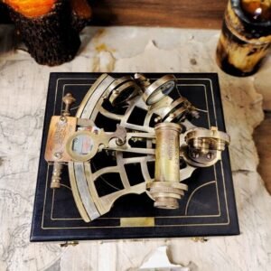Antique Brass J.Scott Nautical Navigation Instrument Sextant With Box Gift