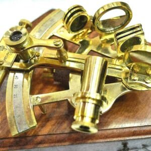 Nautical Instrument Brass Sextant With Wooden Box Maritime For Gift