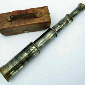 Antique Brass Marine Telescope London 1920 with Leather Case – Vintage Nautical