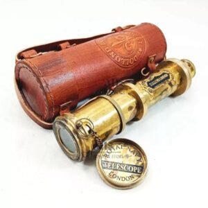 17" Antique Brass Dollond London Victorian Marine Telescope w/ leather Maritime