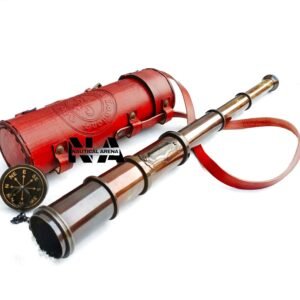 Timeless Nautical Elegance: Antique Brass Victorian Telescope - 18" Spyglass Scope with Leather Case