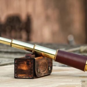 Timeless Elegance: Solid 18" Antique Handheld Pocket Spyglass Telescope with Leather Box, Perfect for Christmas Gift