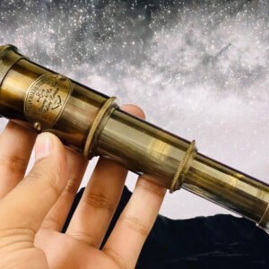 "Vintage Handheld Brass Telescope - 6" with Wooden Box: Classic Mini Spyglass"