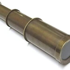 "Antique 6'' Nautical Brass Spyglass Telescope with Leather Box: Pirate's Essential"