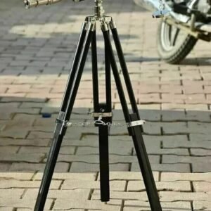 Antique Nautical Floor Standing Brass 18 Inch Telescope With Wooden Tripod Stand