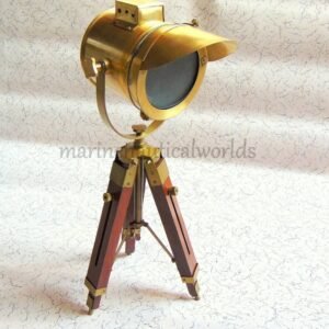 Nautical Spotlight With Wooden Tripod Home Decor Table Top Light