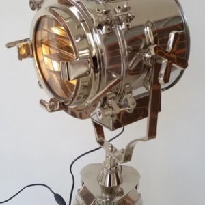 Decorative Theater Spotlight Floor Lamp – Searchlight with Wooden Tripod Stand