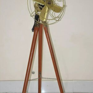 Nautical Floor Fan Royal Navy Fan With Brown Wooden Tripod Stand