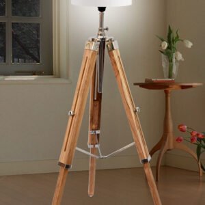 Marine Maritime Teak Wood Vintage Floor Lamp Wooden Tripod Stand Use with Shade