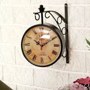 Home Garden Vintage Industrial Double Sided Clock Victoria Railway Station Clock