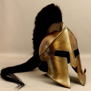 Battle Damage 300 Spartan Helmet | Medieval Steel Helmet With Inner Linner and Wooden Stand | Bets Gift For Him