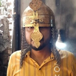 Medieval Ottoman Islamic Helmet – Chain Mail with Viking, Roman, and Spartan Steel Design