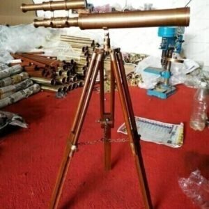 Telescope Brass Antique Marine Nautical Vintage, With Wooden Tripod Stand