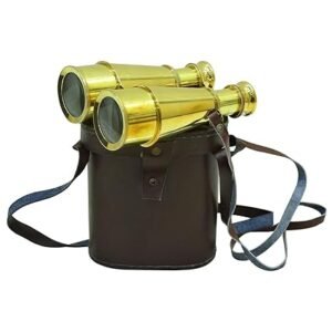 Antique Brass High-Range Binoculars – Gold-Tone Finish with Elegant Leather Cover