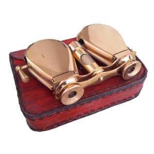 Vintage Brass Folding Binoculars/Opera Glasses/Spyglass with Leather Case
